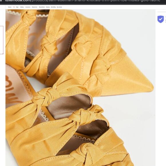 Sam Edelman Shanti Knotted Trim Pointed Toe Slide Mules Tuscan Yellow 8.5 - Picture 4 of 10